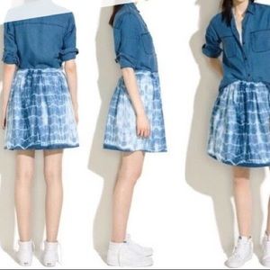 Madewell linen tie dye indigo blue skirt